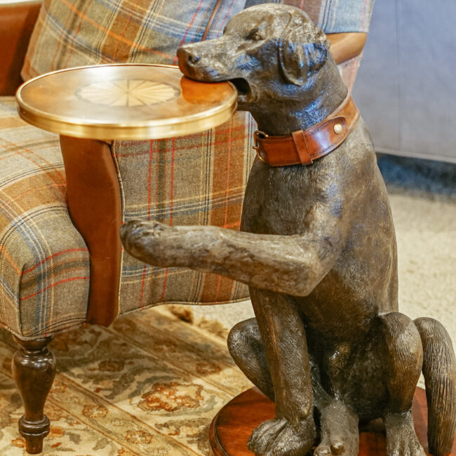 dog sculpture drink side table