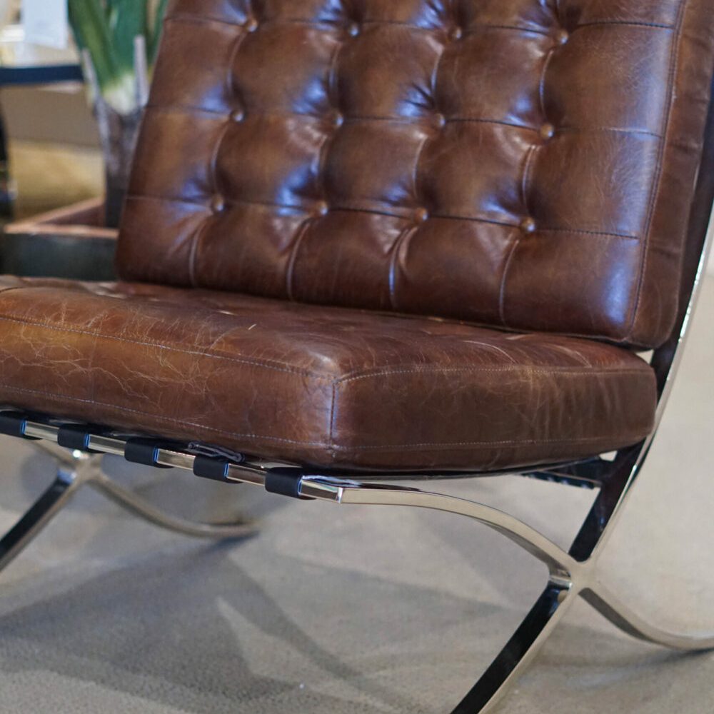 modern leather chair with metal frame